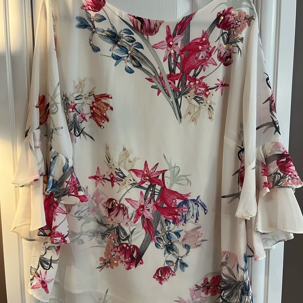 Jewelled and Ruffle Sleeved Blouse